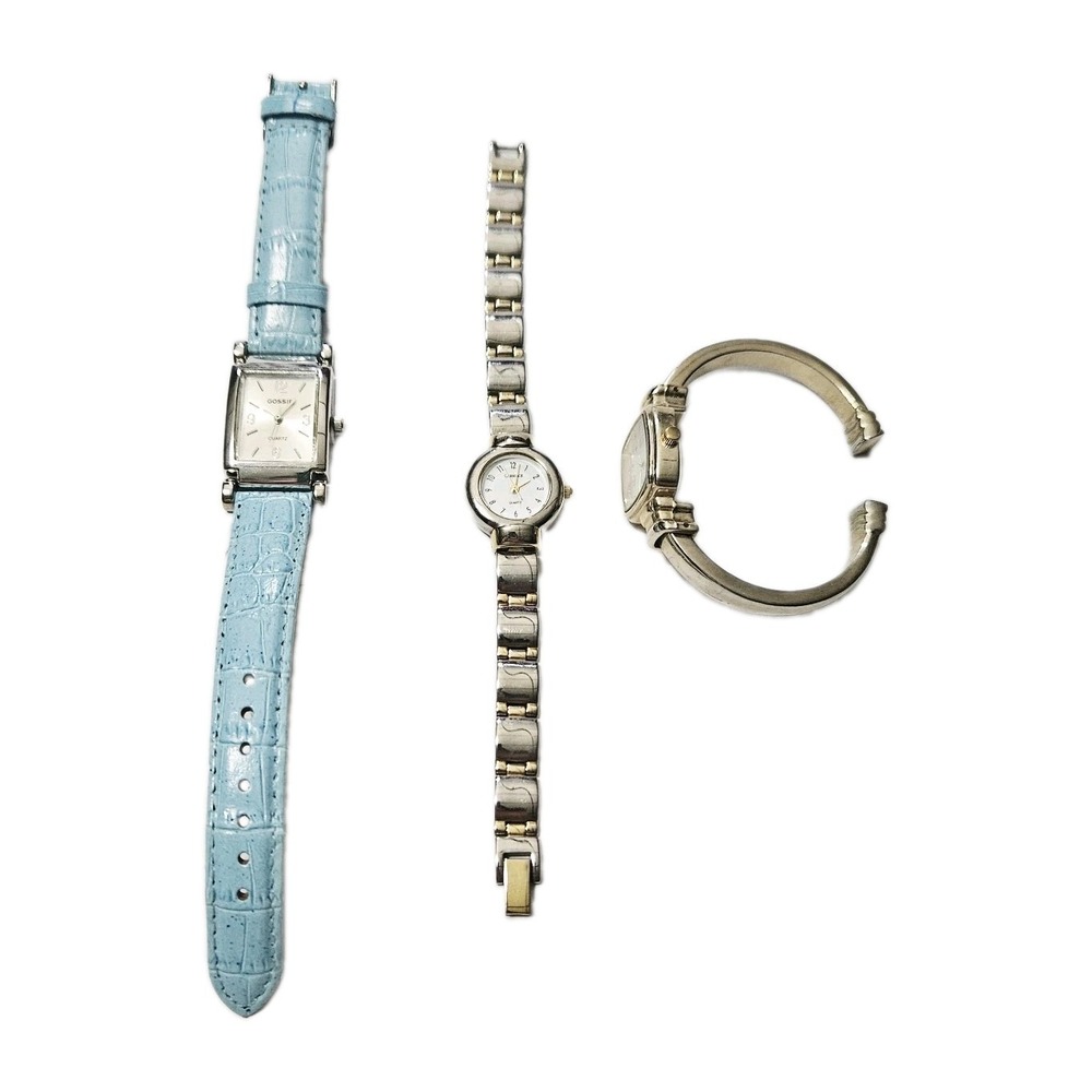 Vintage Ladies' Gossip Quartz Watch, Genuine Blue Tiel Leather Band And 2 Others